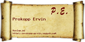 Prokopp Ervin névjegykártya